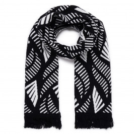 Gaia Intarsia Scarf Black and White  - Plus Size Collection