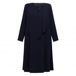 Marina Rinaldi Triacetate Keyhole Dress Navy  - Plus Size Collection