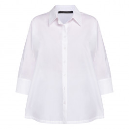 Marina Rinaldi Pure Cotton Three Quarter Sleeve Shirt White  - Plus Size Collection