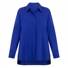 Marina Rinaldi Cady Triacetate Shirt Cobalt  - Plus Size Collection