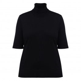 Marina Rinaldi Virgin Merino Wool Polo Neck Sweater Black - Plus Size Collection