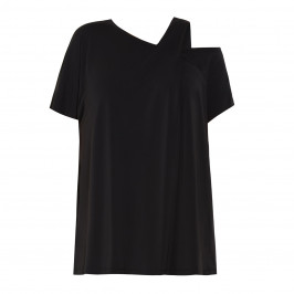 ELENA MIRO ASYMMETRIC COLD SHOULDER TUNIC BLACK - Plus Size Collection