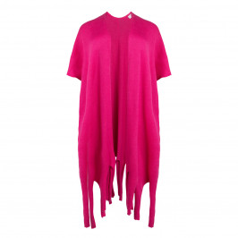 Noen Knitted Fringed Cape Fuchsia  - Plus Size Collection