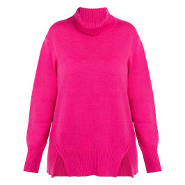 Noen Cotton Blend Roll Neck Sweater Fuchsia  - Plus Size Collection