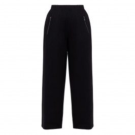 Noen Jersey Wide Leg Trousers With Zip Pockets Black  - Plus Size Collection