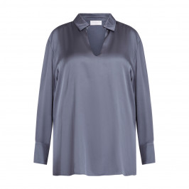 PIAZZA DELLA SCALA SATIN AND JERSEY TUNIC SLATE - Plus Size Collection