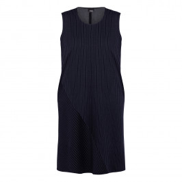 Persona by Marina Rinaldi Pinstripe Pinafore Dress Navy  - Plus Size Collection