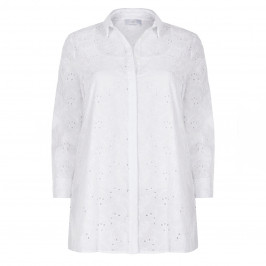 MARINA RINALDI COTTON BRODERIE ANGLAIS SHIRT WHITE - Plus Size Collection