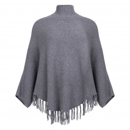 Sandra Portelli Cashmere Knitted Poncho With Sleeves Dark Grey  - Plus Size Collection