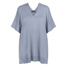 Elena Miro Wool Blend Poncho Sky Blue - Plus Size Collection