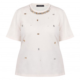 Elena Miro Jewel Embellished T-Shirt Ivory - Plus Size Collection