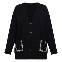 Marina Rinaldi Wool and Cashmere Cardigan Rhinestone Black - Plus Size Collection