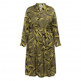 Marina Rinaldi Leaf Print Shirt Dress Khaki - Plus Size Collection