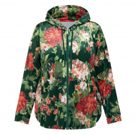 Marina Rinaldi Printed Velvet Floral Hoodie Green - Plus Size Collection