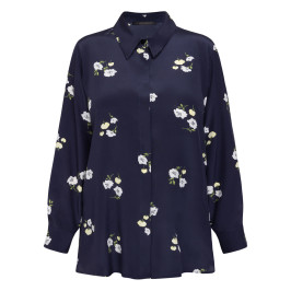 Marina Rinaldi Silk Crepe de Chine Shirt Navy  - Plus Size Collection