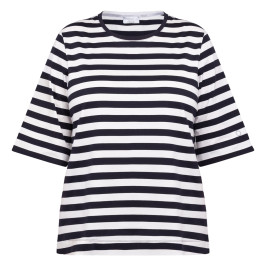 Marina Rinaldi Navy and White Stripe T-Shirt - Plus Size Collection