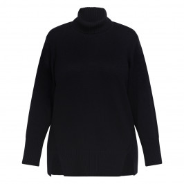 Noen Cotton Blend Polo Neck Sweater Black - Plus Size Collection