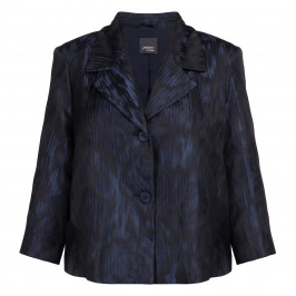 Persona by Marina Rinaldi Metallic Jacquard Jacket Navy  - Plus Size Collection