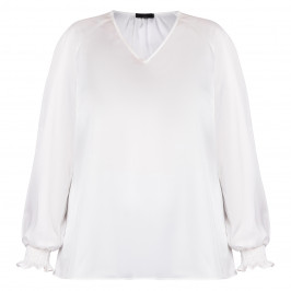 Tia Satin Blouse White  - Plus Size Collection