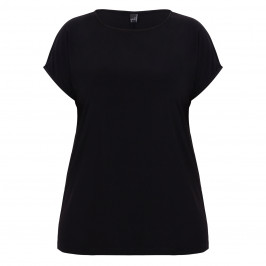 Yoek Jersey Cap-Sleeve Top Black - Plus Size Collection